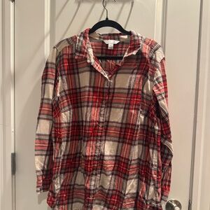 Old Navy Red and Tan Plaid Shirt